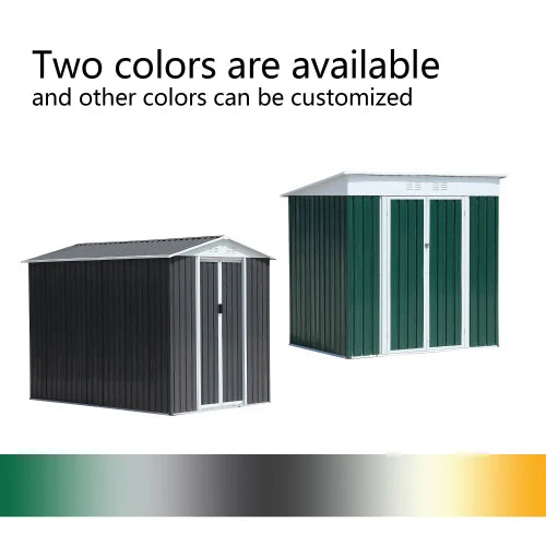 6FTx4FT Green Outdoor Tool Storage House Garden Shed with Aluminum Alloy Frame Sliding Door Easily Assembled by Apex Roof FCJ