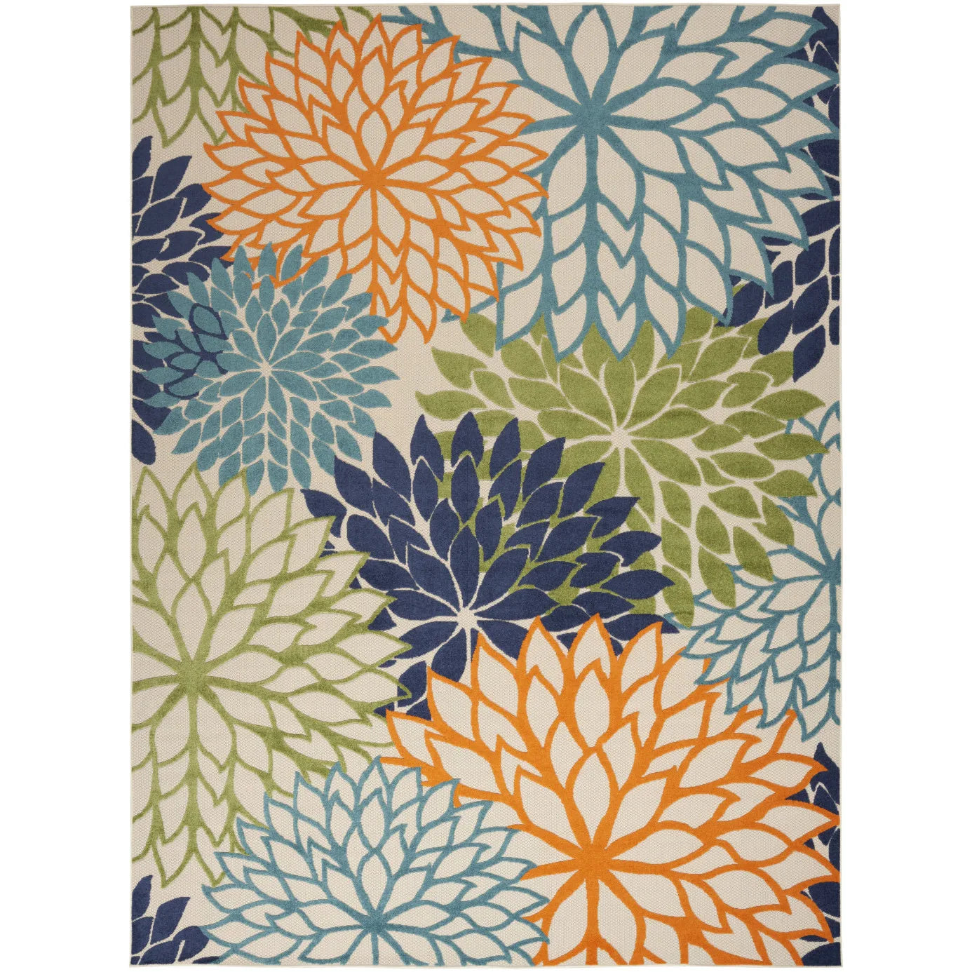 HMS 9' X 12' Blue and Orange Indoor/Outdoor Area Rug Durable Outdoor Carpet for Indoors and Outdoors