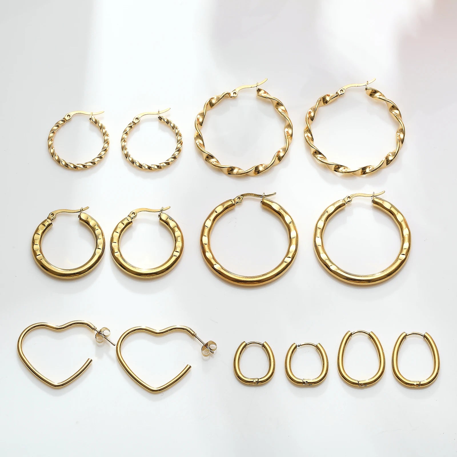 Hoop Earrings Women Set 18k Gold Plated Hoop Earrings with Custom Large Diamond Diamond Stainless Steel Big Gold Hoop Earrings
