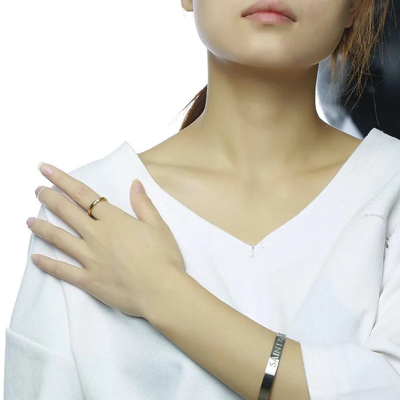 Vnox Simple Gold Color Stainless Steel Engagement Rings for Women Men Elegant Thin Wedding Band Anniversary Gift