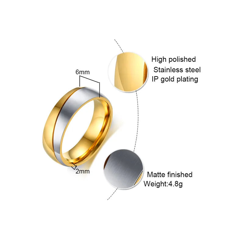 Vnox Temperament Wedding Rings for Women, Men CZ Stones Stainless Steel Engagement Band Anniversary Personalized Gift Jewelry