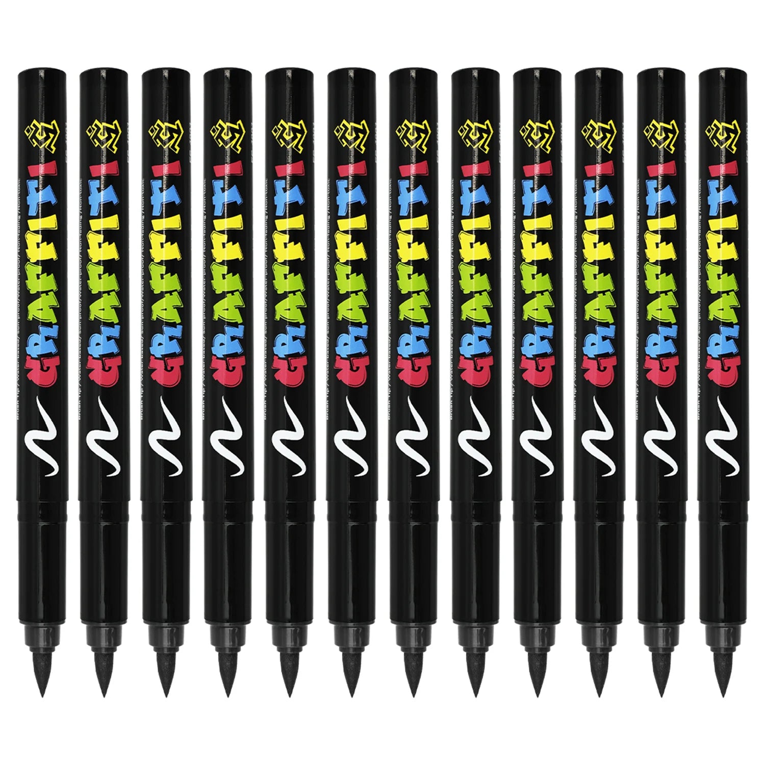 Acrylic Paint Pens, Soft Brush Tip Acrylic Paint Markers, Acrylic Markers Ideal for Canvas, Stone, Glass, Ceramic(12 Pcs Black)