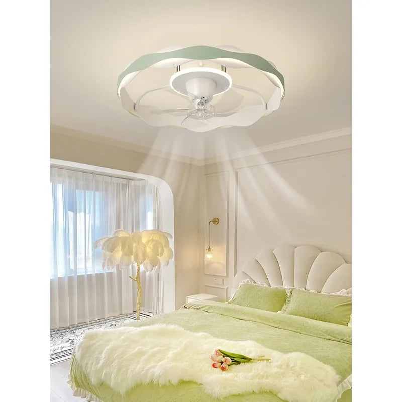 SENKAI Irregular Smart Ceiling Fan Blade Embedded Ceiling Light Large Wide-angle Transparent LED Light Metal Bedroom 97 Modern