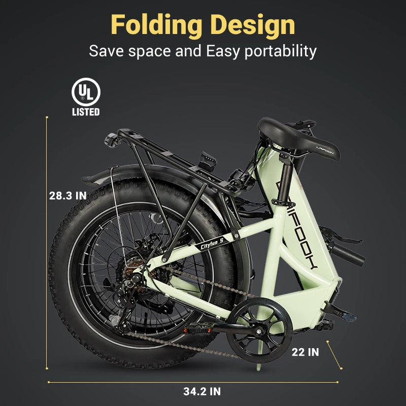 7 Speed Foldable Fat Tire 20 INCH Adult Bicycle Electric Mountain Bike