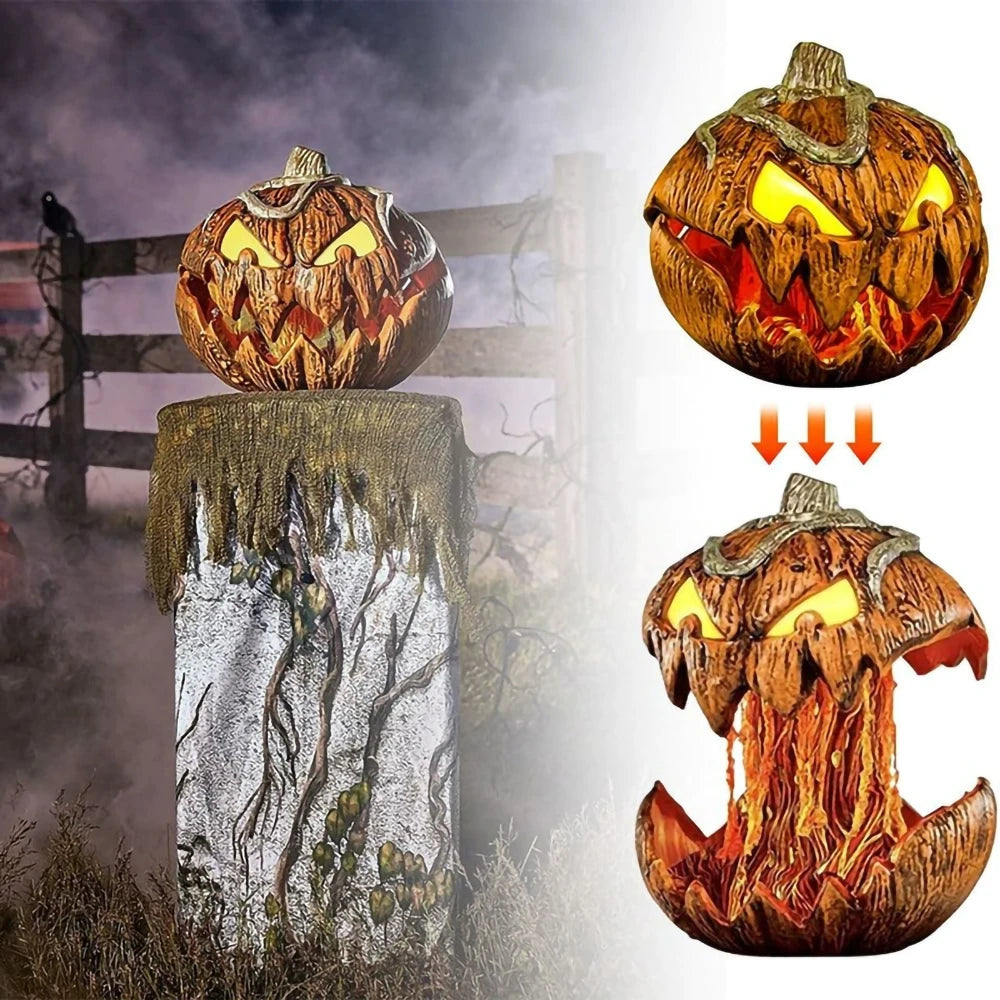 Halloween Pumpkin Decorations Scary Pumpkin Head Patio Garden Yard Decor Outdoor Ornament for Haunted House Horror Party Props