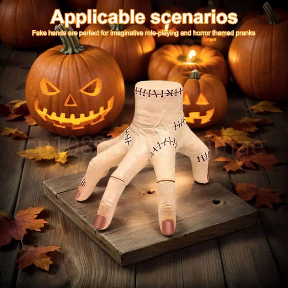 Halloween Party Wednesday Thing Hand with Sound Light Electric Crawling Hand Cosplay Figurine Horror Props Home Desktop Decor