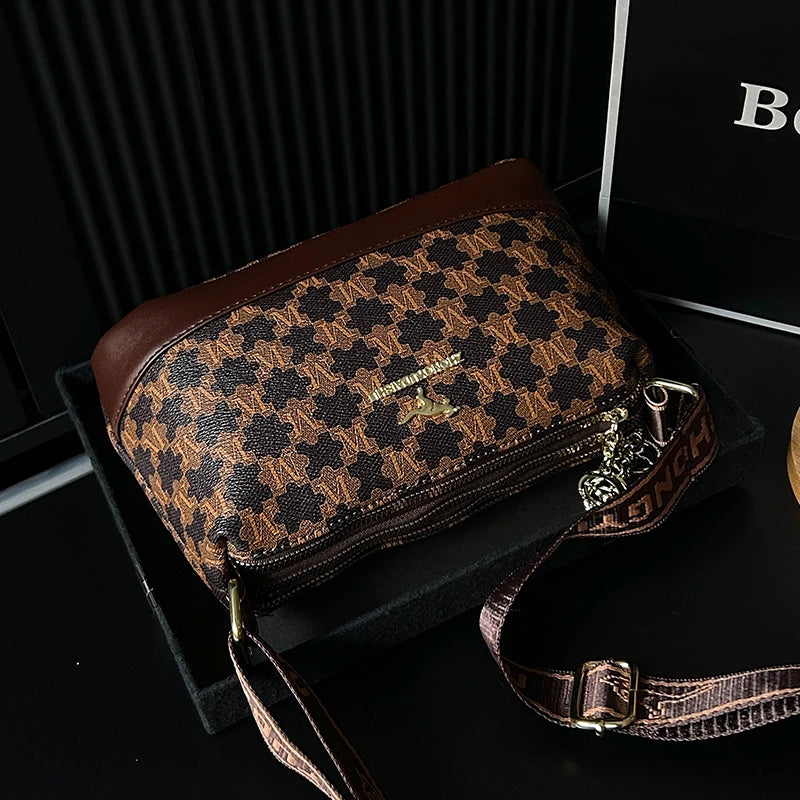 Large capacity middle-aged female mother bag, simple and versatile crossbody bag, soft leather women's bag