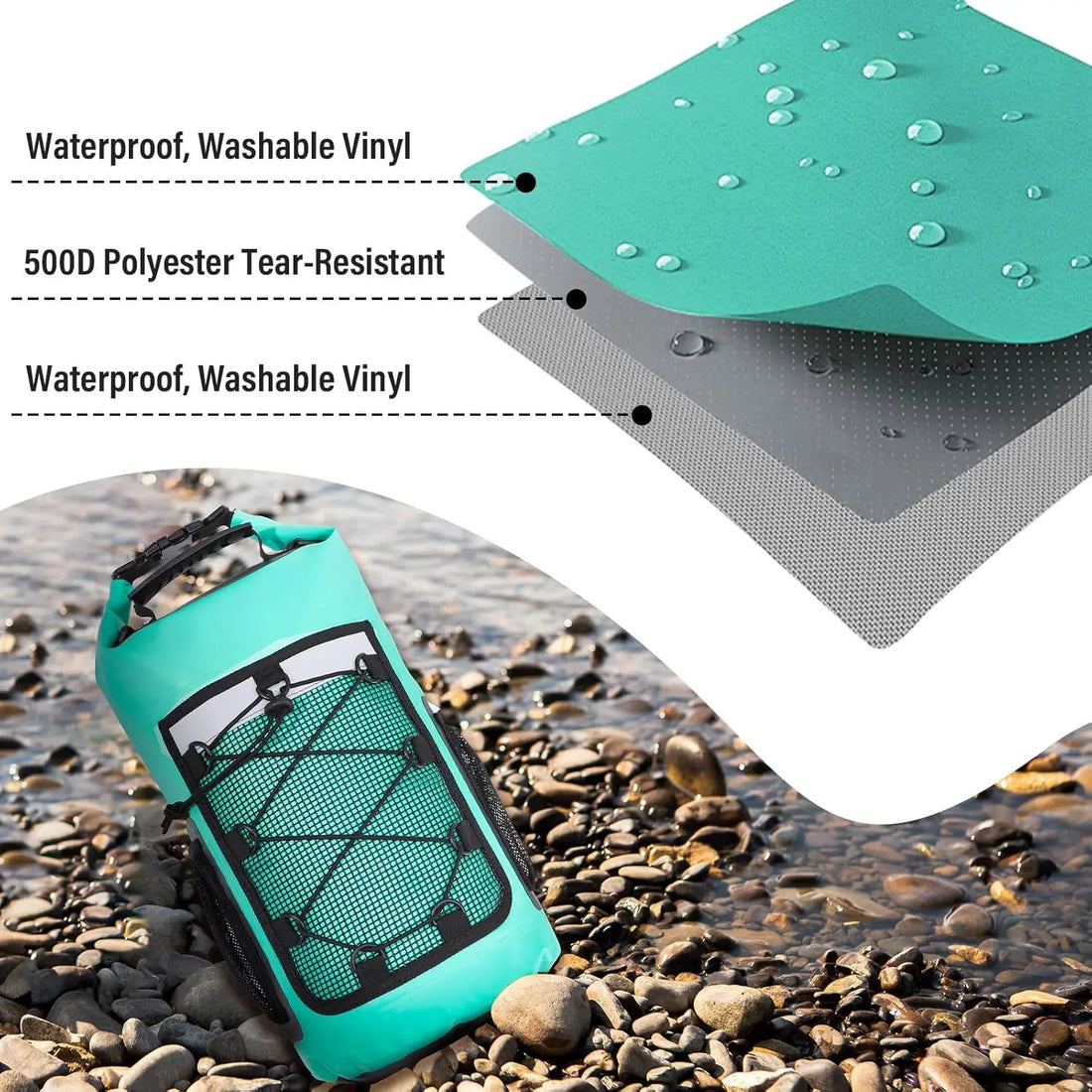 Dry Bag 25L Waterproof Backpack Dry Bags Kayak for Women Men Roll Top Outdoor Travel Bag for Boating Kayaking Fishing