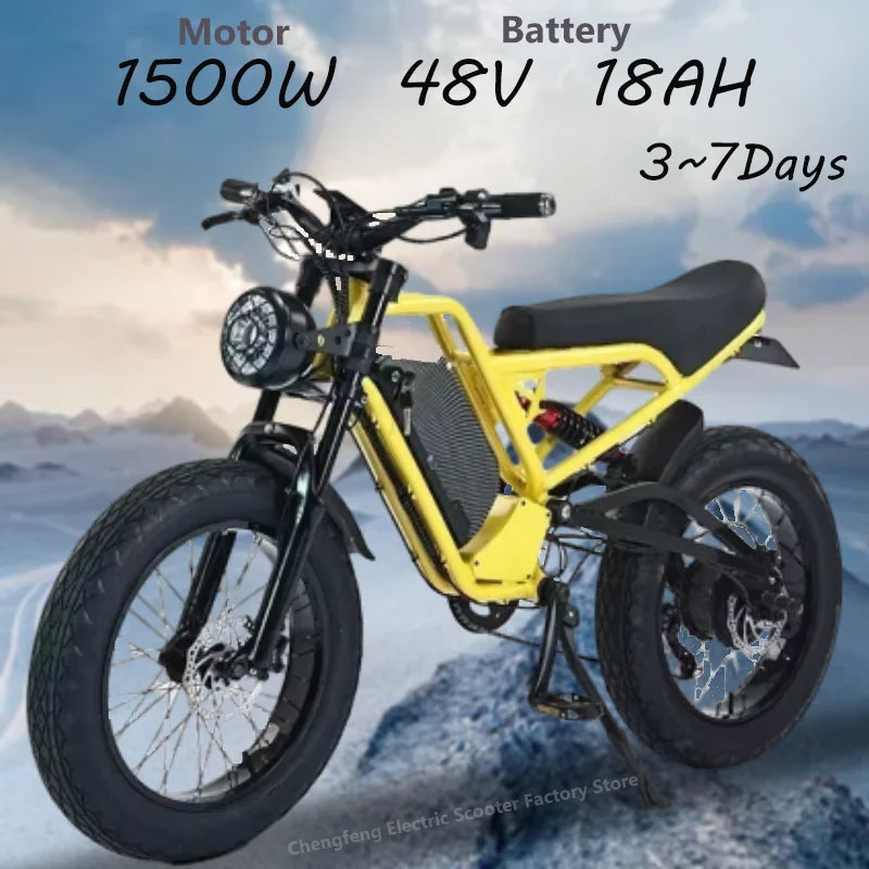 Ebike 2025AKEZ 1500W 48V 18AH Electric Bicycle Full Suspension Removable Battery Fat Tire Hydraulic Brake Adult Electric Bicycle