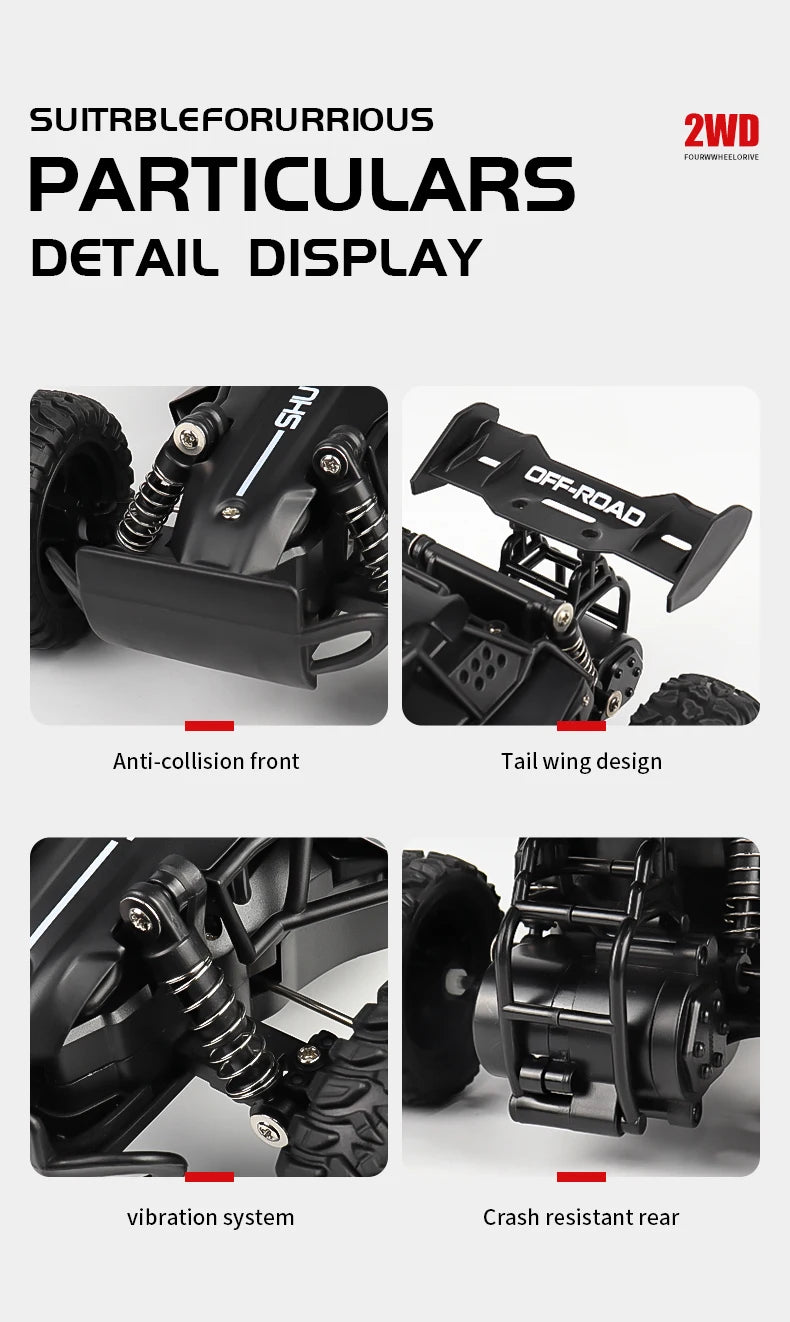 1: 16 small high-speed off-road 2.4G remote control car, drift 20KM/H, suitable for various road sections, anti-collision settin