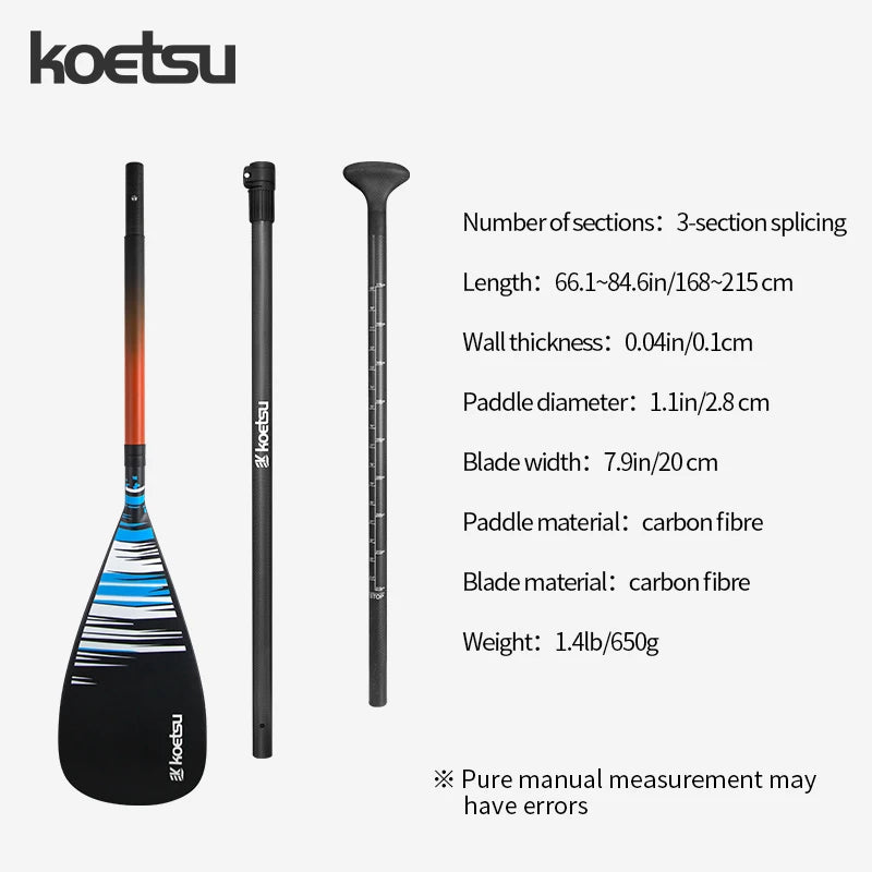 KOETSU Carbon Fiber Paddle for SUP Inflatable Surfing Paddle Board Portable Large Paddle with Adjustable Size