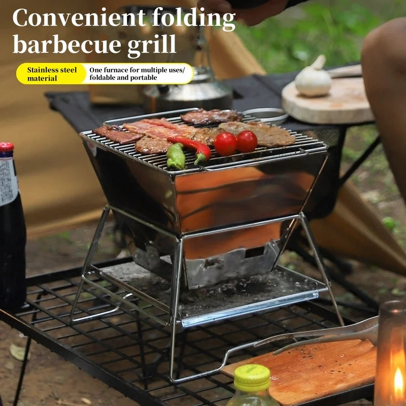 Camping Fire Table Charcoal Barbecue Grill Outdoor Picnic Bonfire Outdoor Portable Folding Barbecue Stove Fire Pit Camping Stove