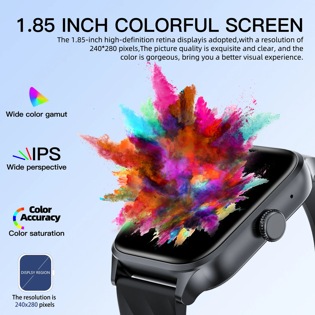 Weofly Active 1 Pcs Smart Watch 1.85" BT Phone Call Smartwatch Health Monitor IP67 Waterproof Sport Watch For IOS Android