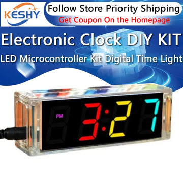 Electronic Clock DIY KIT LED Microcontroller Kit Digital Clock Time Light Control Temperature Thermometer Diy Electronic Kit