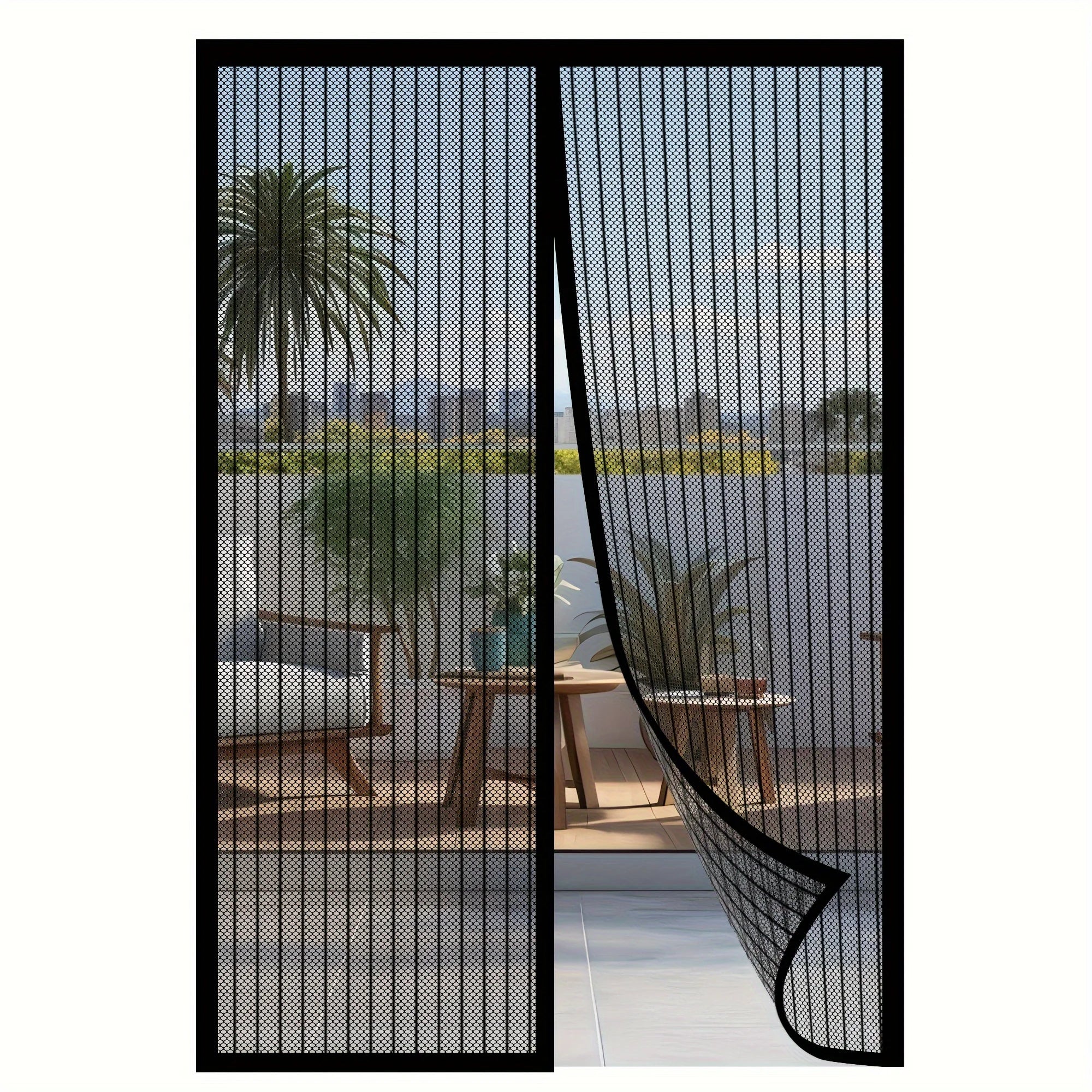 Heavy-Duty Magnetic Screen Door - Self-Sealing, Hands-Free Entry, Insect Protection - Pet & Youngsters Easy Care Nylon Mesh