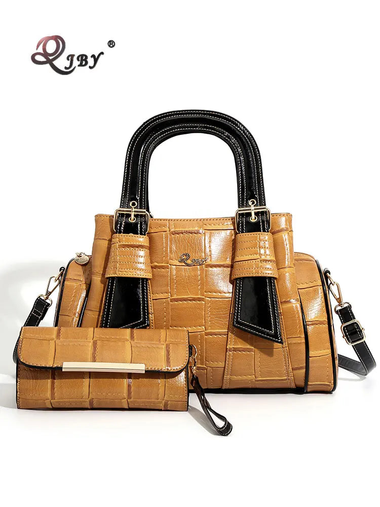 QJBY designer luxury brand high quality woven leather handbag for women Large Capacity Multi-layer 2024 new in crossbody bags