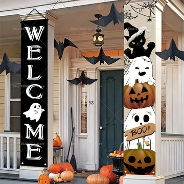 Halloween Day Of The Dead Couplet Skeleton Evil Pumpkin Wall Hanging Flag For Halloween Festival Decor Wall Hanging Background