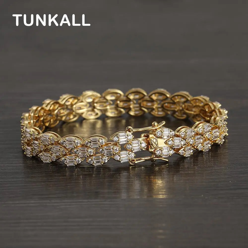 Bling Bling Women Bracelets Brass 3 Line CZ Tennis Chain Bracelets Wedding Party Gift  BB140