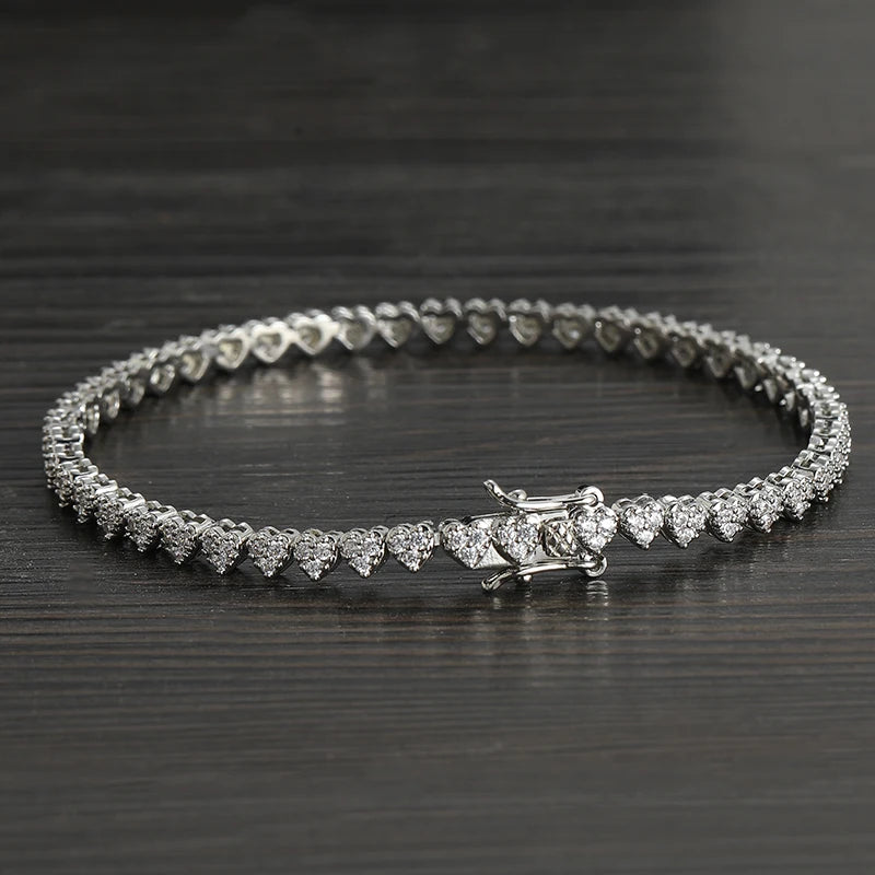 Bling Bling 4MM Heart Shape Bracelets Brass Tennis Chain Bracelet  BB235