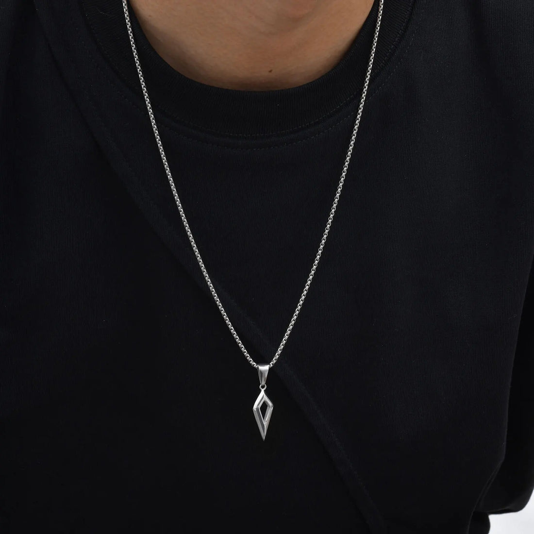 Vnox Beveled Four-pointed Star Pendant Necklaces, Stainless Steel Geometric Pendant Collar, Father's Day Birthday Jewelry Gifts