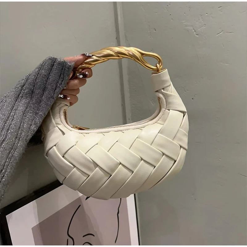 Woven Bird's Nest Bag Brand Creative Design Dumpling Shape Comfortable Fabric Exquisite Commuter Handbag Shoulder Messenger Bag