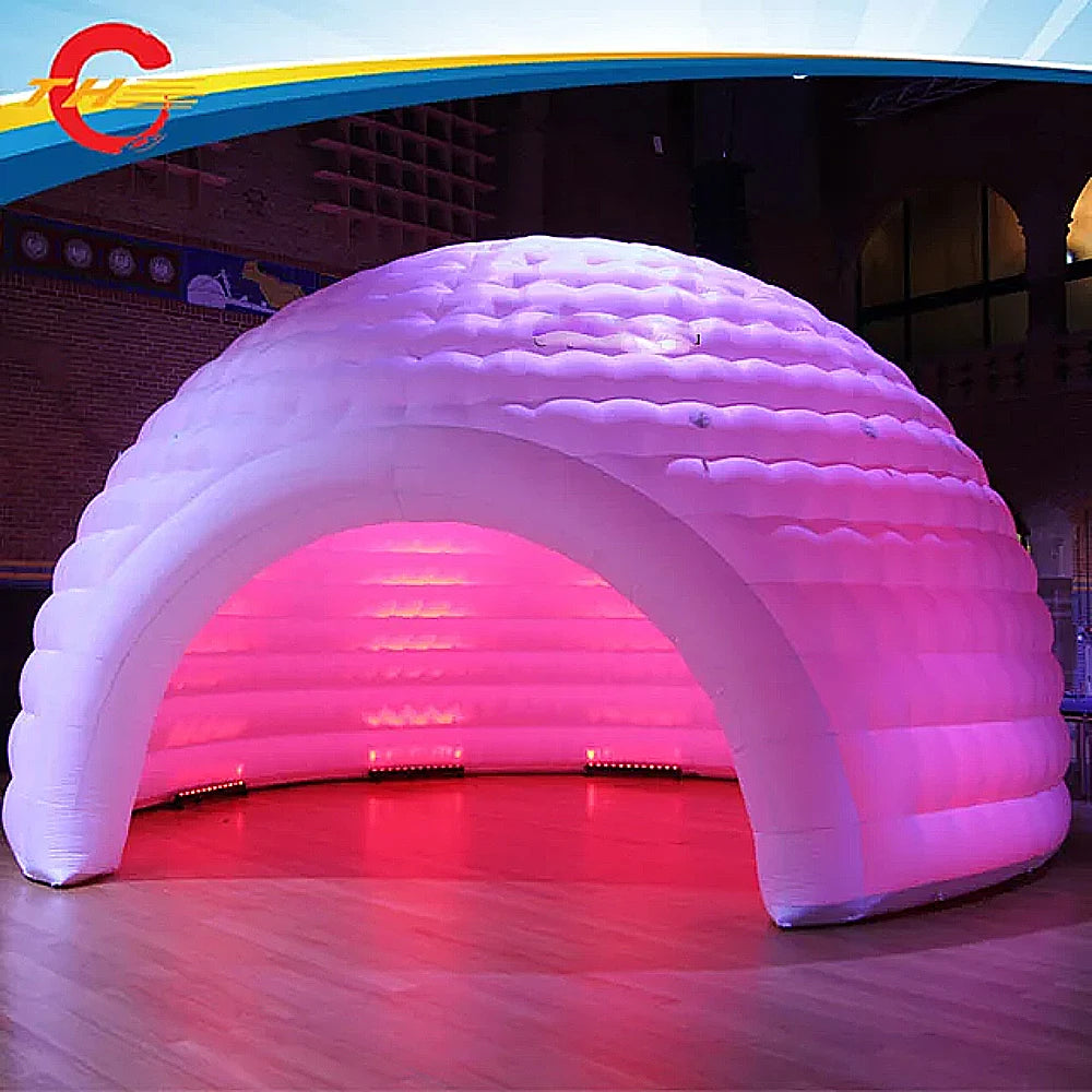 6m Half Inflatable Dome Tent With Led Lights White Inflatable Igloo Dome House Tent