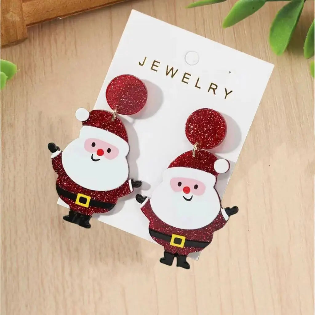 Bling Bling Chunky Christmas Santa Claus Design Dangle Earrings Cute Style Adorable Christmas Ear Ornaments