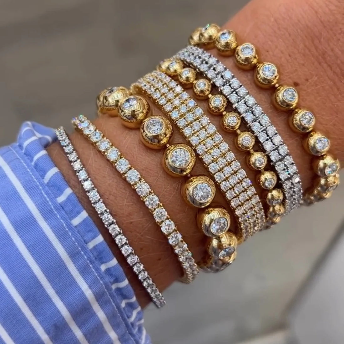 New Arrived Top Quality Fashion Women Female Jewelry Set Bezel 5A CZ Round Beaded Tennis Chain Bracelet Necklace