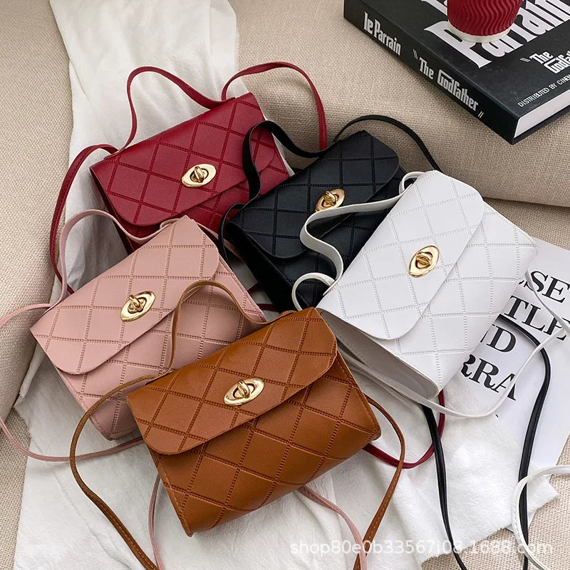 Lingge Stripesd Small Square Bag women's handbags2021 K-style Satchel Small Bag Export Wholesale Fashion Trendy Bag