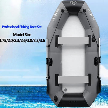 New Grey Inflatable Boat for River Lake for Adult PVC Inflatable Boat with Air Deck 0.7mm Thickness Inflatable Fishing Raft