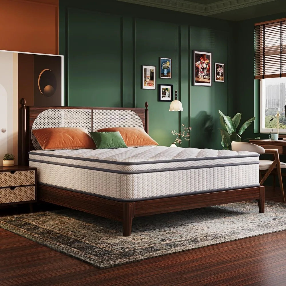 14 Inch Size Mattresses in a Box, Memory Foam Hybrid Mattress for Motion Isolation, Soft and Comfortable, Pressure Relief