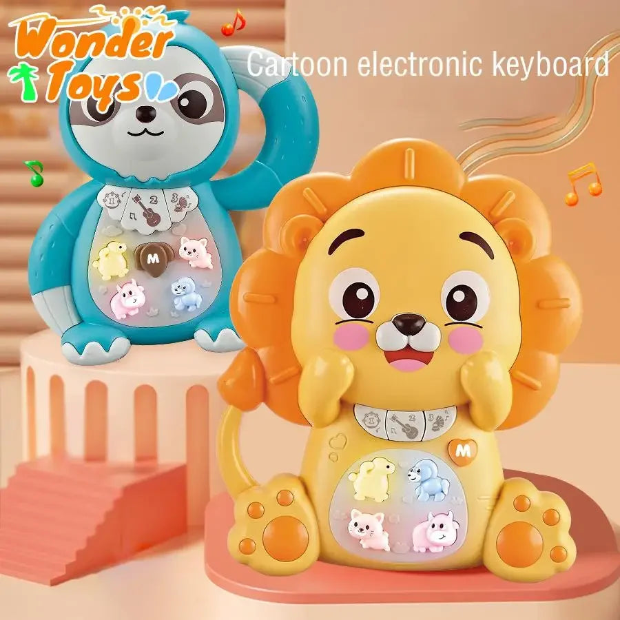 Toddlers Toys Electronic Keyboard Cartoon Lion Animal Baby Development Musical Toys Piano Early Education Toys 6 To 12 Months