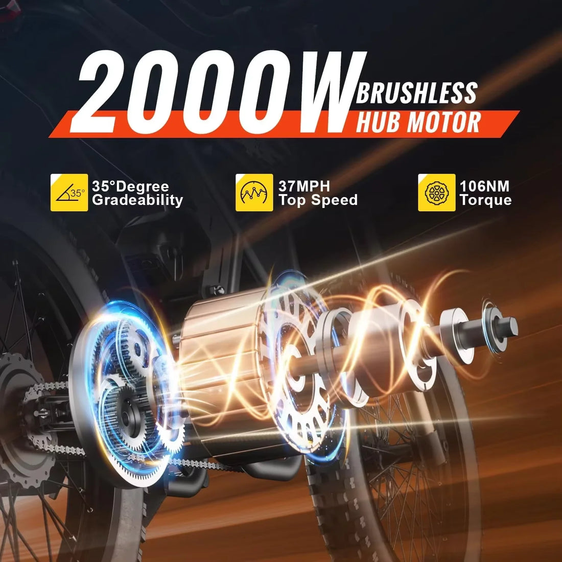 ebike GT73 2000W mountain off-road electric motorcycle 25-inch tires 36.4AH dual battery ebike Max 37 mph dual hydraulic brake s