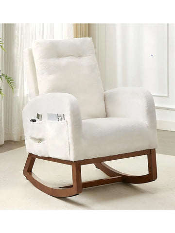 Rocking Chair Nursery, Teddy Fabric Rocking Chairs, Glider Chair,  Lounge Armchair, Nursery Chair for Living Room