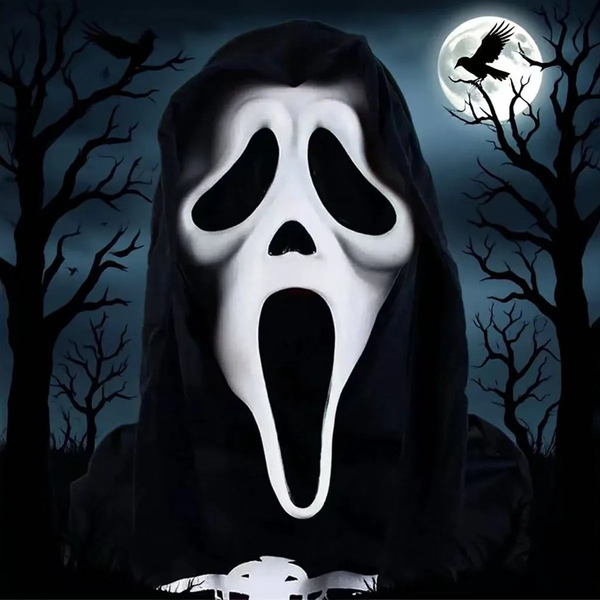 Halloween cosplay horror, funny screaming, grimace mask, scary headgear, adult dance props, latex NPC role play