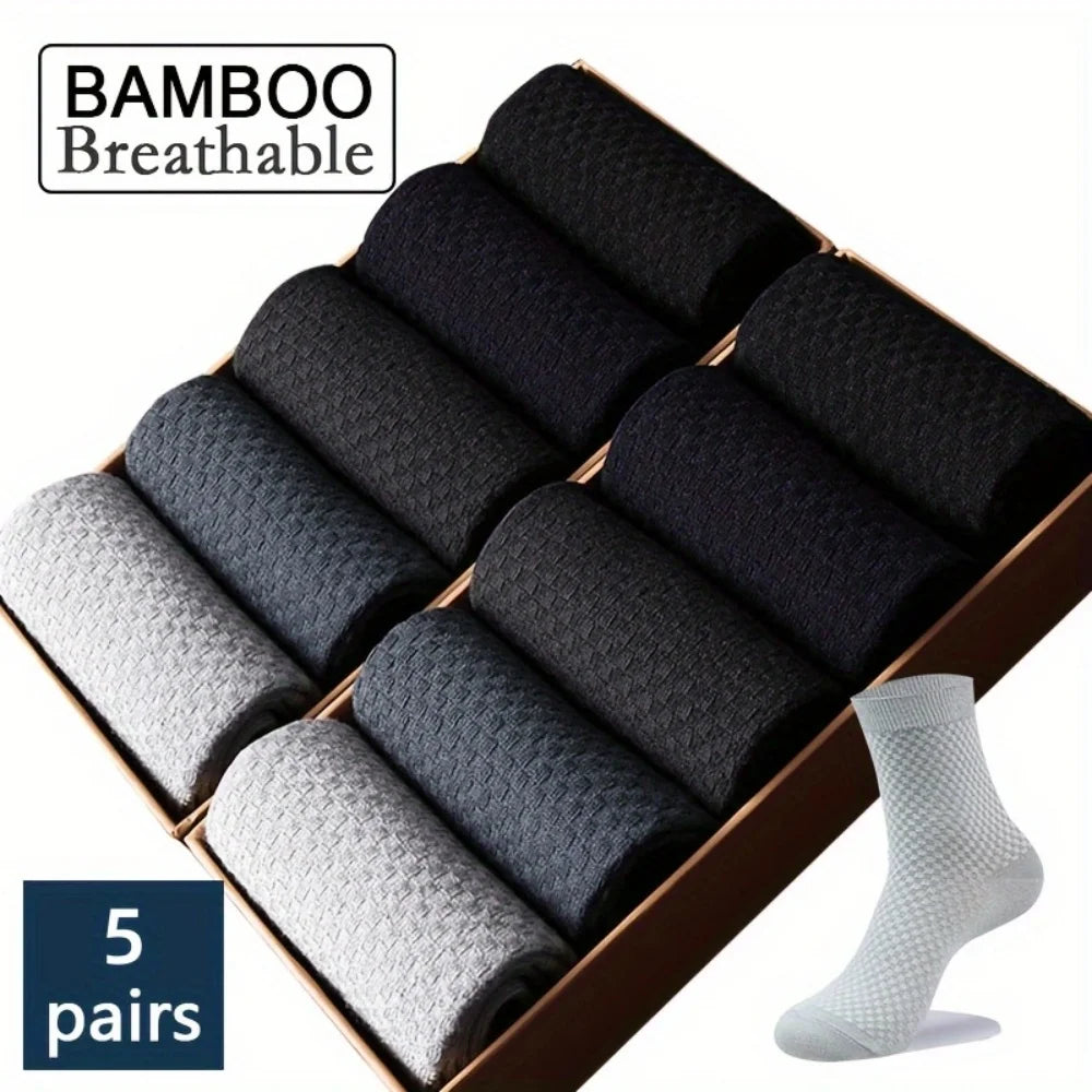 Bamboo Fiber Men Socks 5Pairs/Lot New Classic Business Long Socks Summer Winter Casual Man Dress Sock