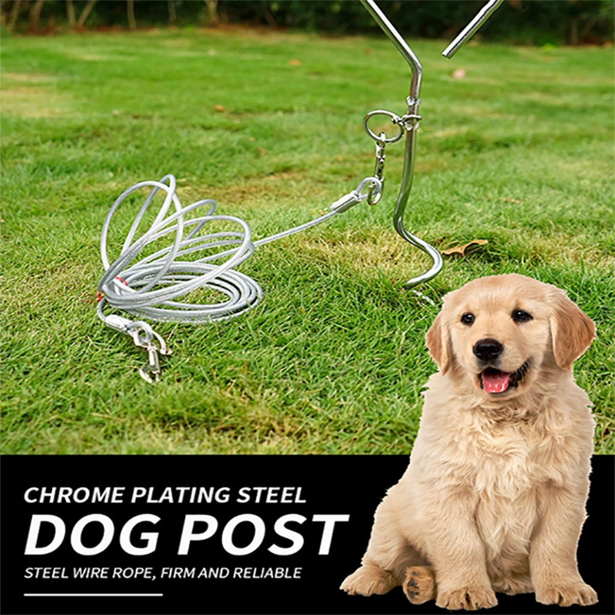 Outdoor Camping Dog Stake Pet Leash 360 Degree Movable Fixed Tether Ground Spike
