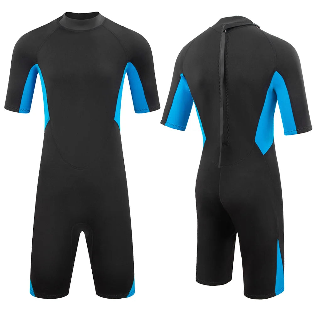 Men's Wetsuit 3mm Neoprene Short Sleeve One Piece Spring Diving Suit Back Front Zip Surfing Diving Swimming Snorkeling Kayaking