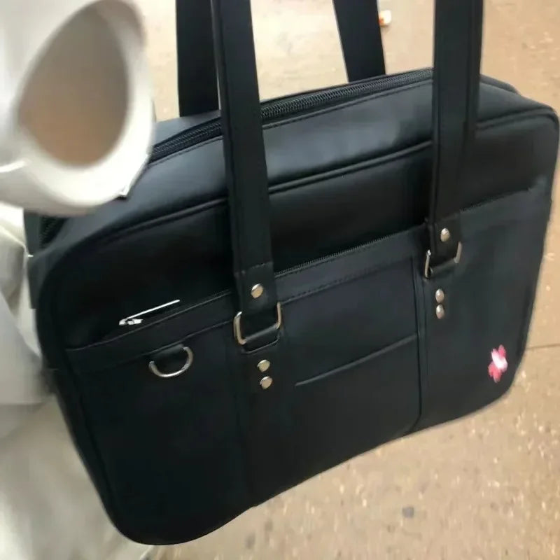 2025 New Women Japanese JK Uniform PU Bag Student Commuter School Bag Large Capacity One Shoulder Straddle Bags Handbag ToteBag
