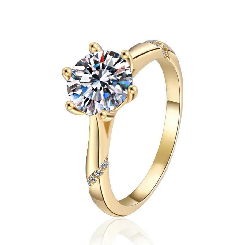 0.5-2ct D Color Moissanite Engagement Ring for Women 925 Sterling Silver Gold Plated Solitaire Rings Wholesale