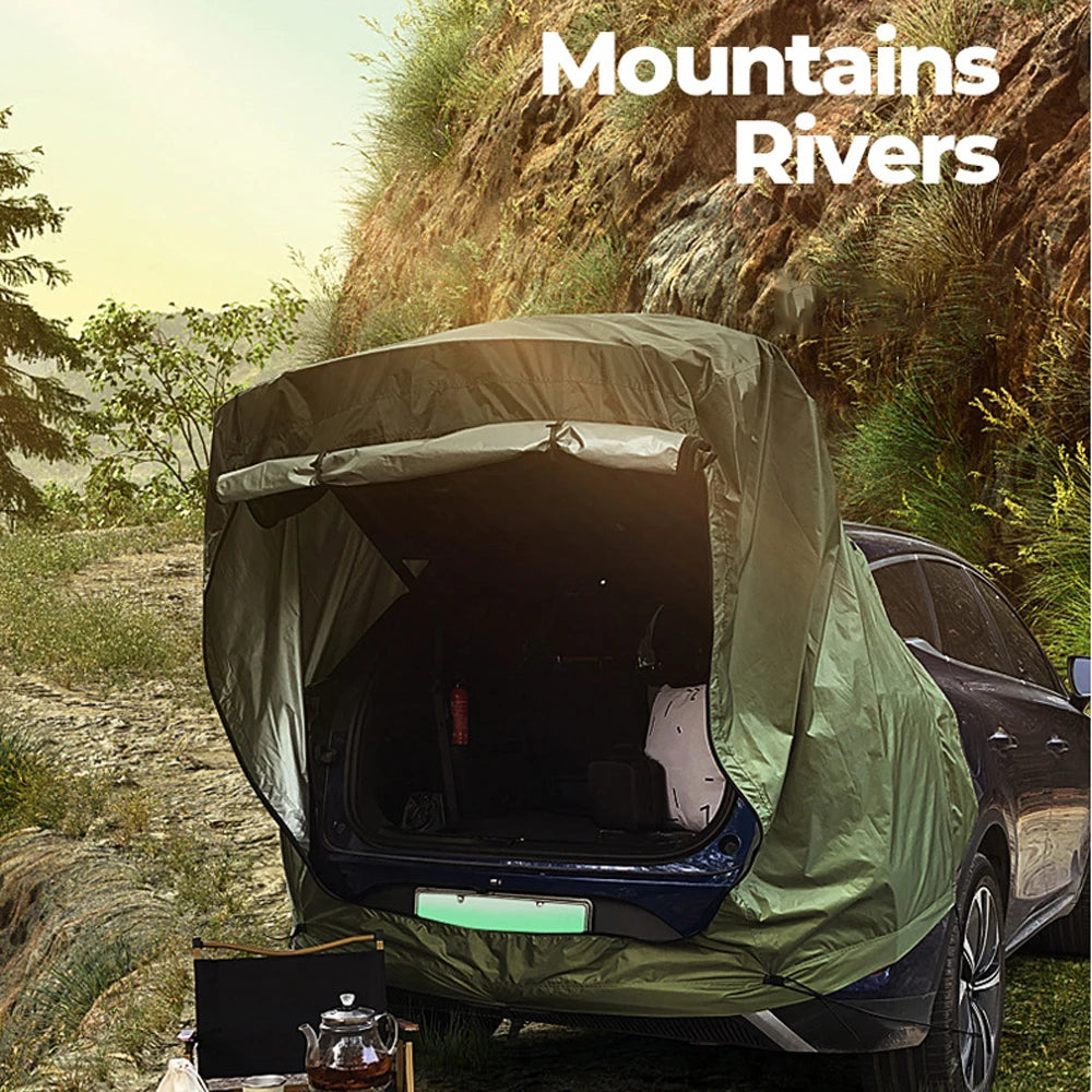 Outdoor Car Rear Tent, Sun and Rain-Proof, with Canopy, Perfect for Family Outings and Adventures, Easy to Use