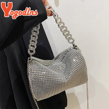 Yogodlns Bling Diamond Design Small Crossbody Messenger Bags Women Summer Trend Luxury Fashion Travel Shoulder Handbags Purses