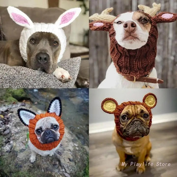 Funny Hat for Cats Knitted hat Dress Up Costume Pet Hat Christmas Cosplay Warm Headwear Dogs Hats Puppy Cats Accessories
