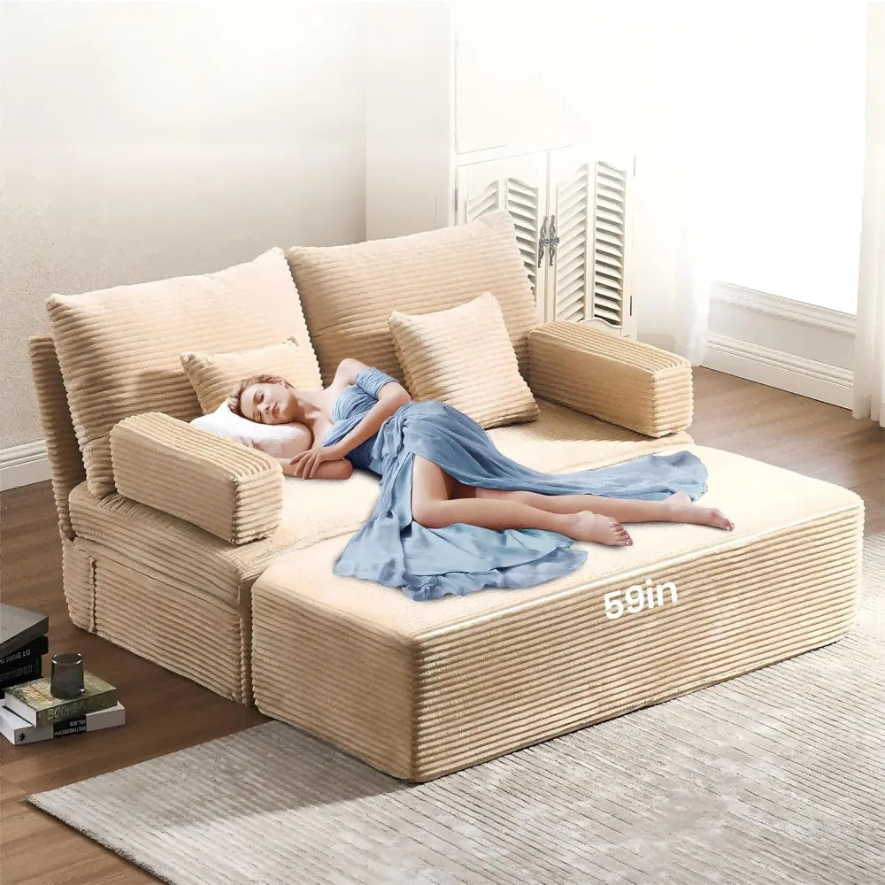 59inch chaise lounge indoor, oversized chaise lounge sofa with storage removeable ottoman corduroy extra large wide comfortable