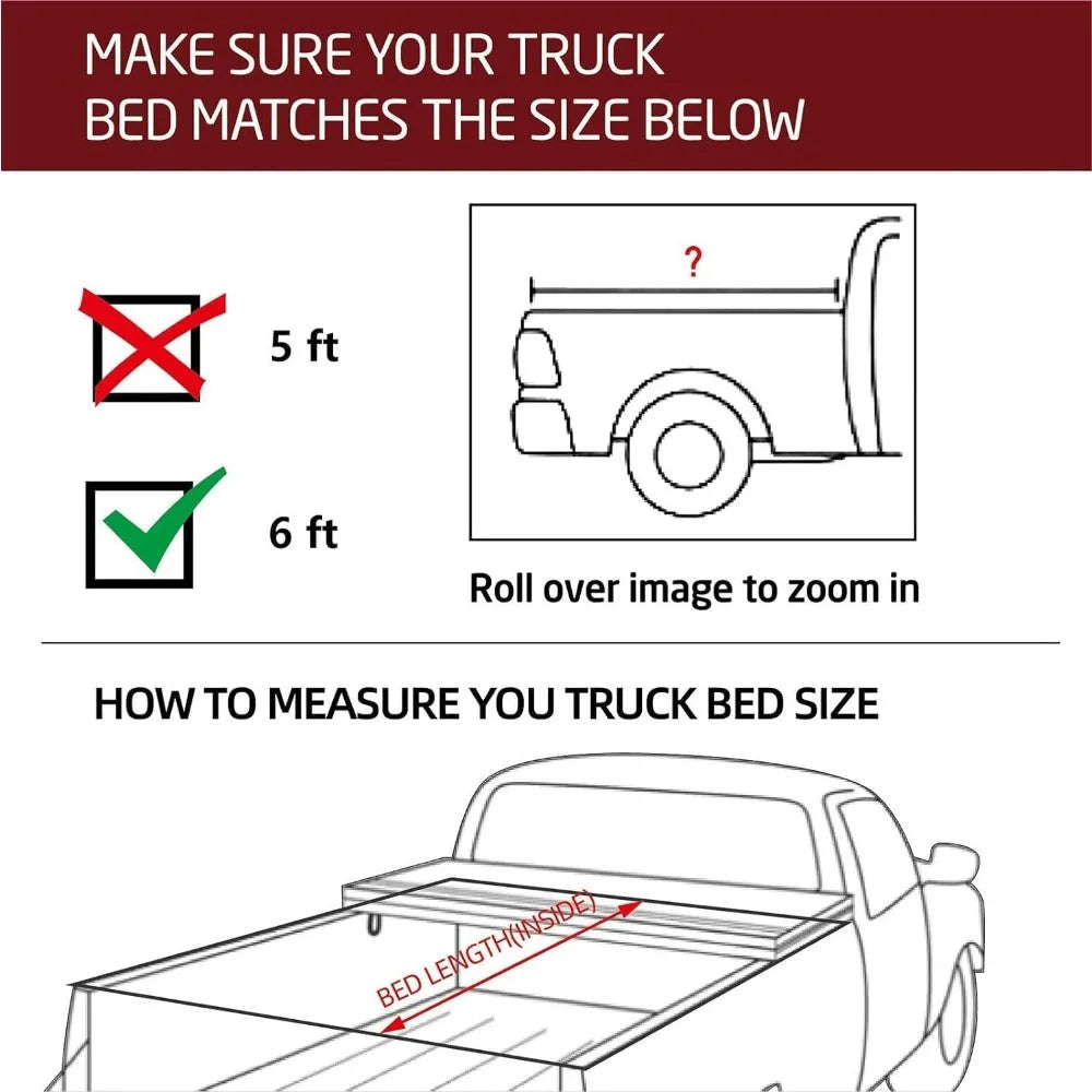 Professional FRP Hard Tri-Fold Truck Bed Tonneau Cover for 2016-2025 Tacoma 6ft (73.5in) Bed with Track System