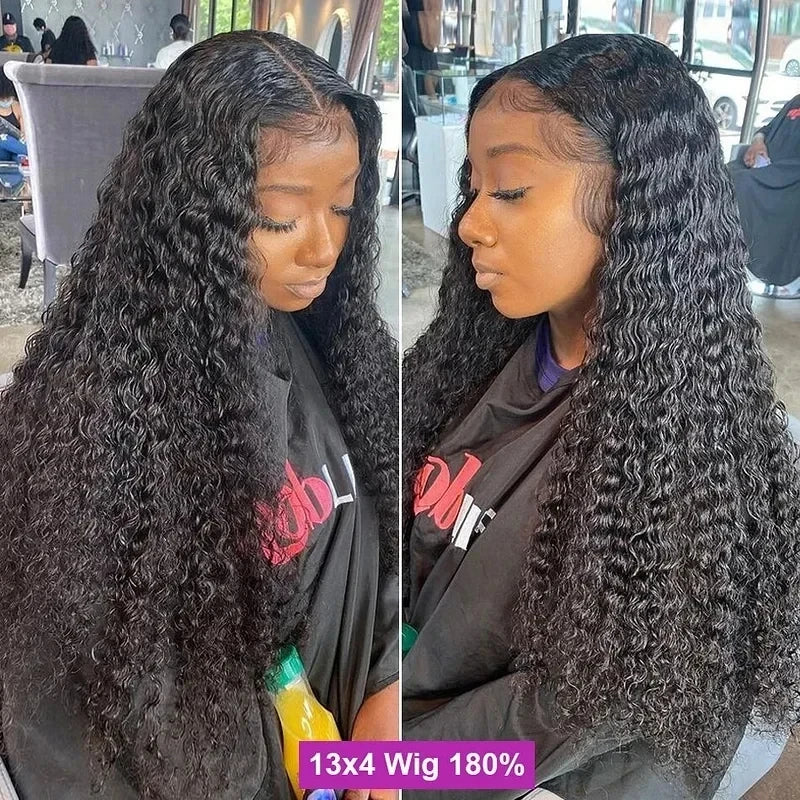 Lafino 40 inch curly wigs deep wave frontal wig 13x6 hd lace water wave human hair wig 13x4 lace front wigs black wig for women