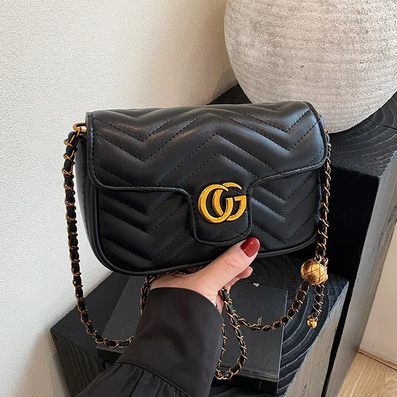 2025 Luxury Design Women's Small Square Stylish Handbag Chain Crossbody Shoulder Handbags Luxury Embroidered Check Square Bag