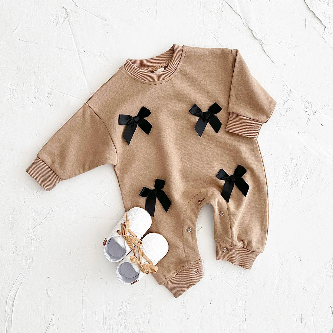 Newborn Baby Girl Clothes Bow Infant Jumpsuit Autumn Babygrow Romper Cotton Kids Toddler Children Clothing 0-18 Months