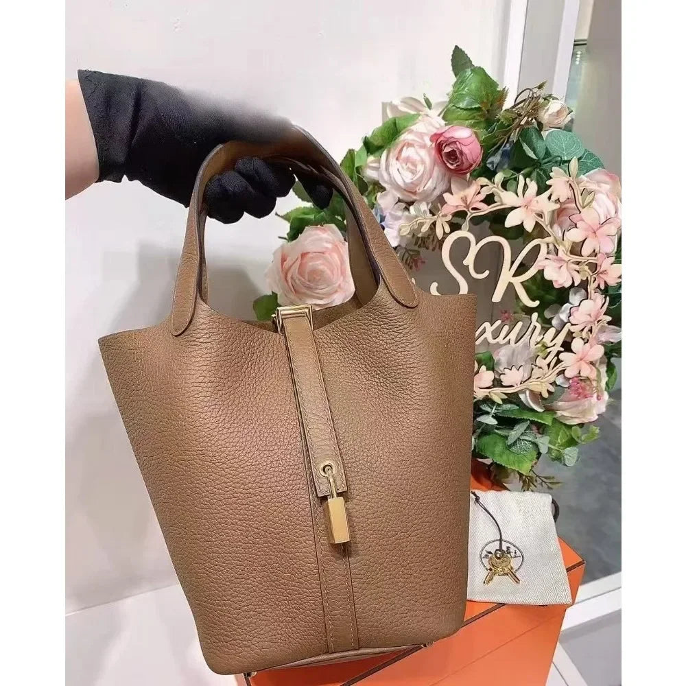 Guangzhou luggage women's bag 2025 new bag autumn and winter lychee pattern bucket bag women's bag handbag vegetable basket bag