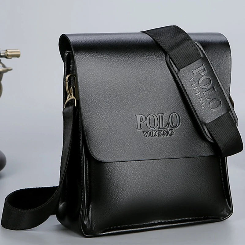 Men's POLO Crossbody Bag Casual Business Style Vertical Shoulder Bag High-quality Leather Trendy Men's Bag Daily Commuting